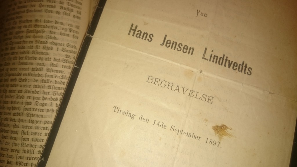 Hans Jensen Lindveits begravelsesanger fra 1897.
